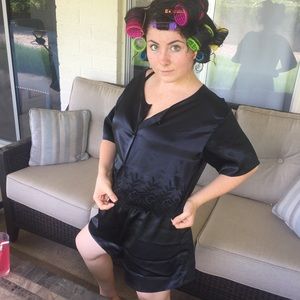 Vintage Victoria’s Secret Black Floral PJ Set